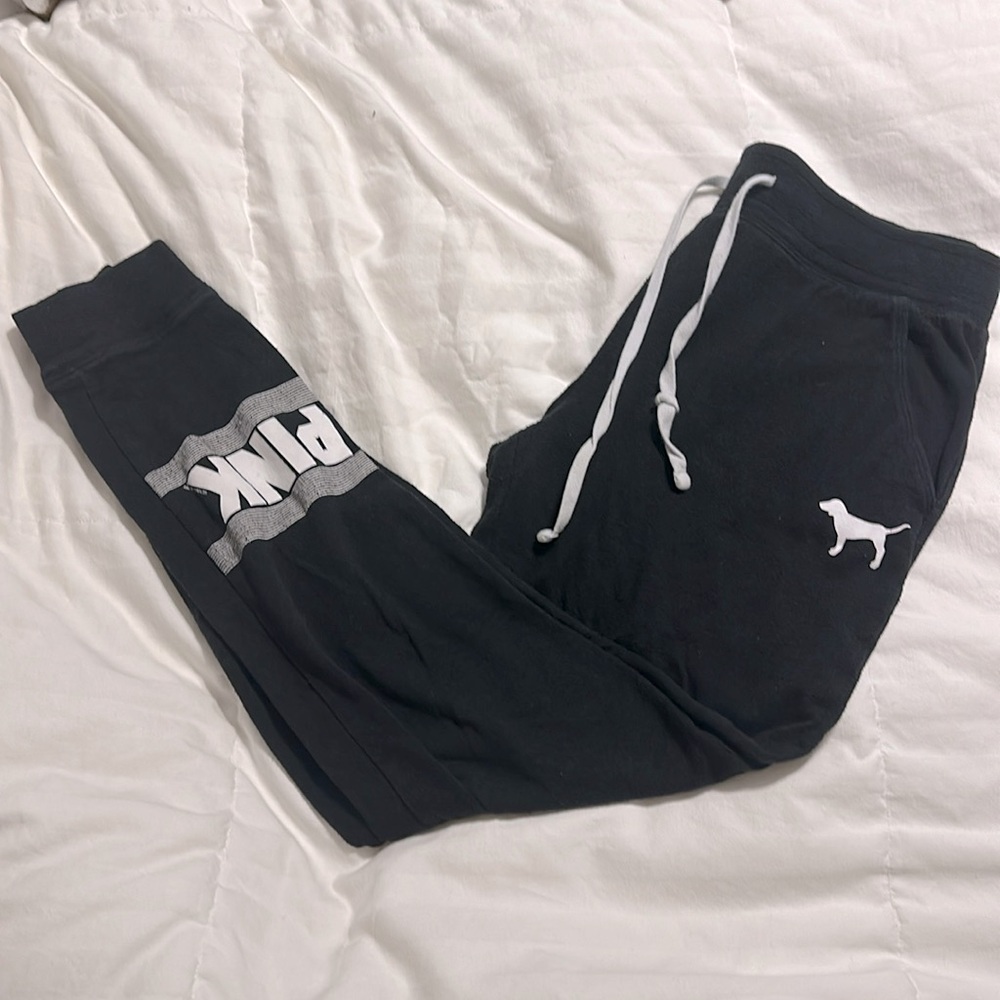 Victorias Secret Pink - Black Logo Joggers - Small